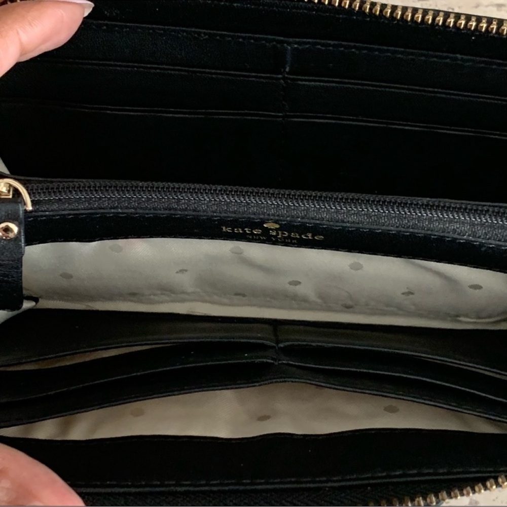 Kate Spade Black Leather Bow Zip Wallet - Picture 5 of 10